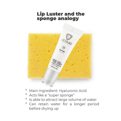 Leovard Lip Luster Hyaluronic Acid Lip Balm Hydrating Lip Serum - Organic Natural Lip Hydrating Treatment, Moisturizing Lip Serum