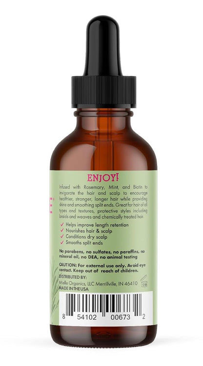 Mielle Organics Rosemary & Mint Hair Oil - Strengthening Biotin Oil Infused Frizzy & Damaged Hair Care - Split Ends & Dry Scalp Treatment