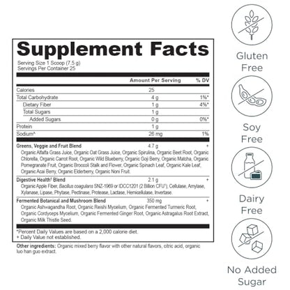 Ancient Nutrition SuperGreens Powder with Probiotics, Organic Berry Flavor Greens, Made from Real Fruits, Vegetables and Herbs, Digestive and Energy Support, 25 Servings, 6.7oz Ancient NutritionBuy Supplements Australia