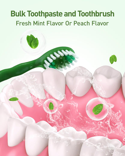 nicedae Disposable Mini Travel Toothbrush Bulk with Toothpaste 5in1 60Ct Portable Toothbrushes Set Floss Pick Tongue Scraper Cruise