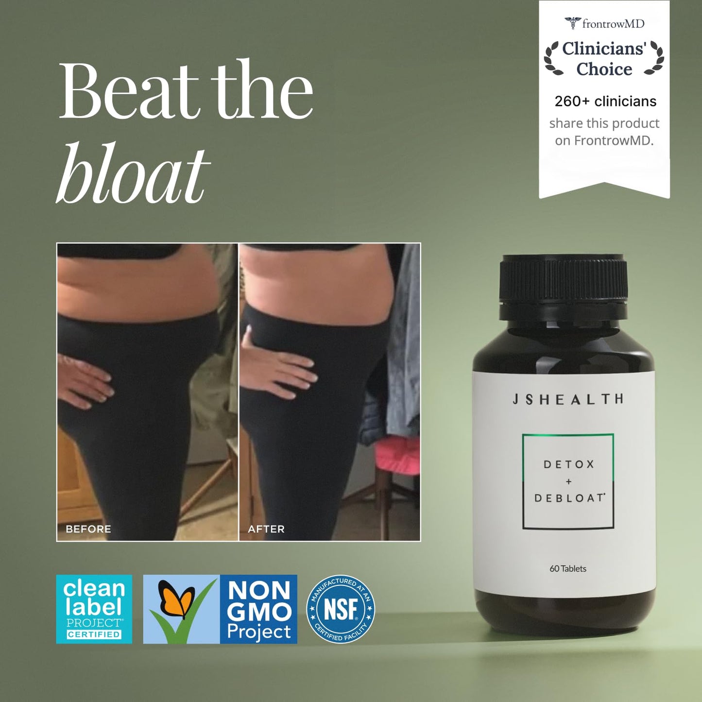 JSHealth Detox + Debloat. Bloating Relief for Women with Milk Thistle, Turmeric, and Fennel. Liver Health and Gut Support.