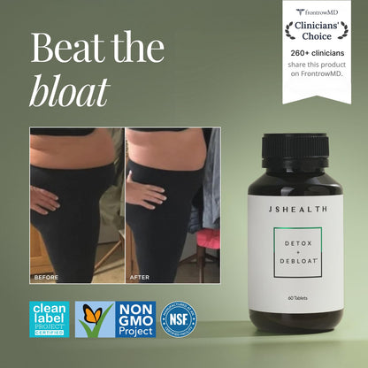 JSHealth Detox + Debloat. Bloating Relief for Women with Milk Thistle, Turmeric, and Fennel. Liver Health and Gut Support.