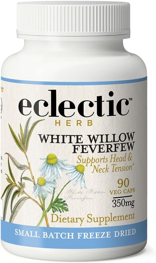 Eclectic Institute Raw Fresh Freeze-Dried Non-GMO White Willow - Feverfew | Support Body's Response to Occasional Pain | 90 CT (350 mg) ECLECTIC INSTITUTEBuy Supplements Australia