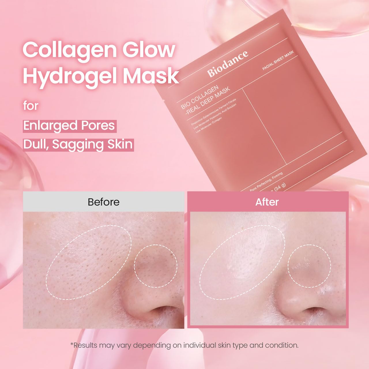 BIODANCE Bio-Collagen Real Deep Mask, Hydrating Overnight Hydrogel Face Mask, Pore Minimizing, Plumping, Elasticity Improvement, Korean Skin Care,
