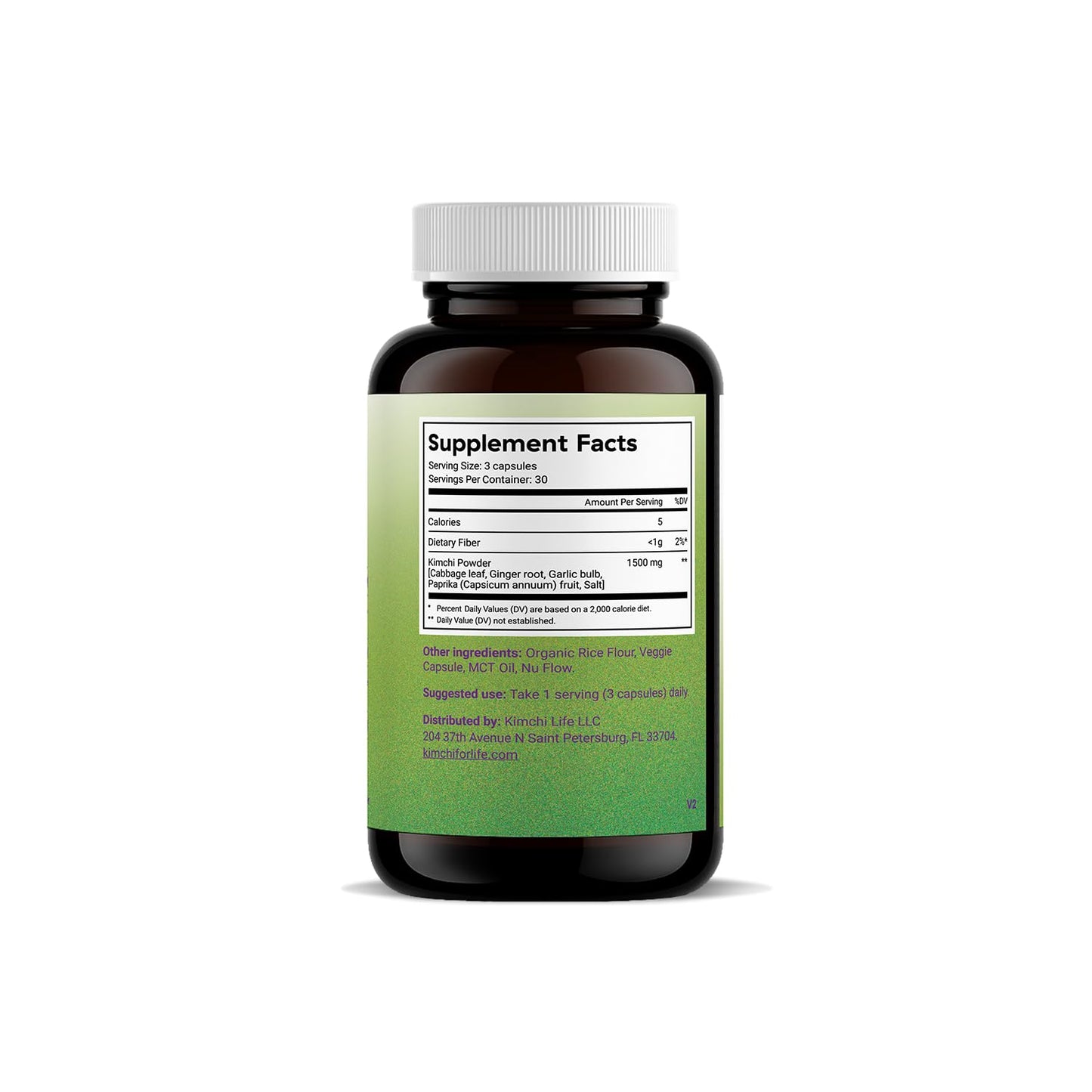 Kimchi Life – Daily Capsules of Premium Fermented Kimchi - Vegan & Natural Nutritional Supplement - Probiotics for Gut Health & Immune Support