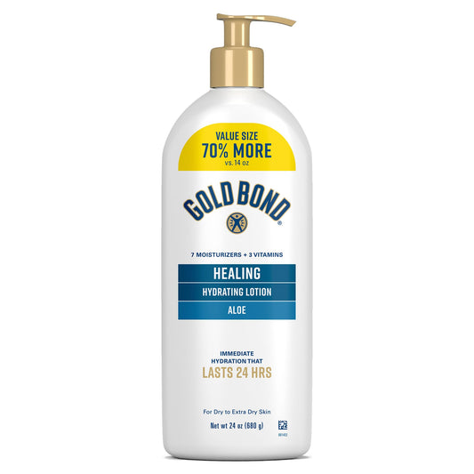 Gold Bond Healing Hydrating Lotion With Aloe Moisturizes, Heals & Smooths Dry Skin, Delivers Immediate 24-Hour Hydration, Value Size, 24 oz.