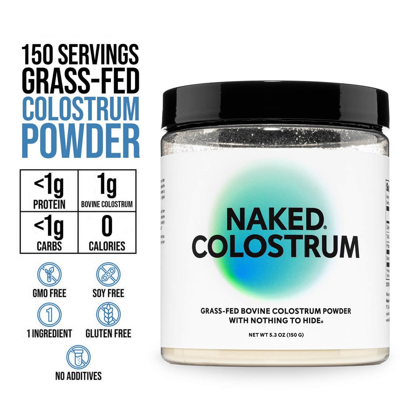 NAKED Colostrum Powder – 100% Grass-Fed Bovine Colostrum Supplement from US Farms | Tested at 20%+ IgG | Gut Health, Immunit