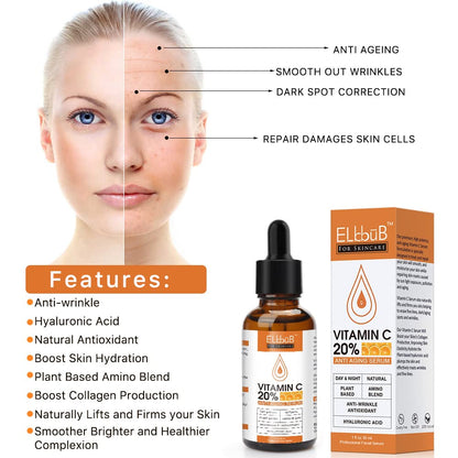 Premium 20% Vitamin C Serum For Face - (3PACK) with Hyaluronic Acid, Retinol & Amino Acids - Boost Skin Collagen,Hydrate & Plump Skin