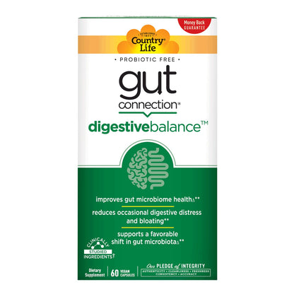 Country Life Gut Connection Digestive Balance – Prebiotic & Digestive Enzyme Supplement for Gut Health, Bloating Relief, and Improved Bowel Movements