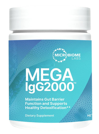 Microbiome Labs Mega IgG2000 Gut Health Powder for Women, Men & Kids 2+ - IgG Immunoglobulin Supplement for Digestive Health Support - Dairy-Free Bovine Colostrum