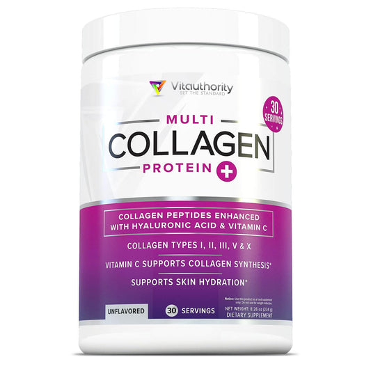 Multi Collagen Peptides Powder for Women - Hydrolyzed Unflavored Collagen Powder for Women with Types I II III V & X plus Vitamin C & Hyaluronic Acid