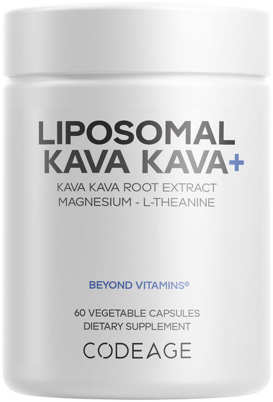Codeage Liposomal Kava Kava+ Supplement - 500 mg 30% Kavalactones with Magnesium Glycinate - Magnesium Oxide - L-Theanine - Liposomal Delivery - Non-GMO - 60 Capsules CodeageBuy Supplements Australia