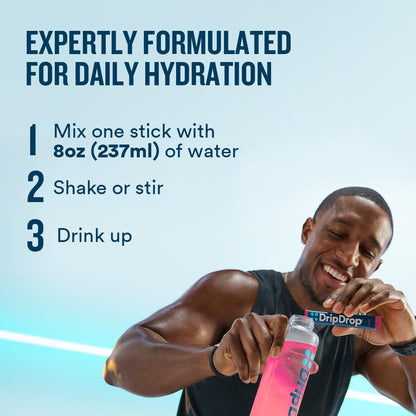 DripDrop Hydration Packets - Juicy Variety Pack - Single Serve Electrolytes Powder Drink Mix - Grape, Fruit Punch, Strawberry Lemonade, Cherry - Non-GMO,
