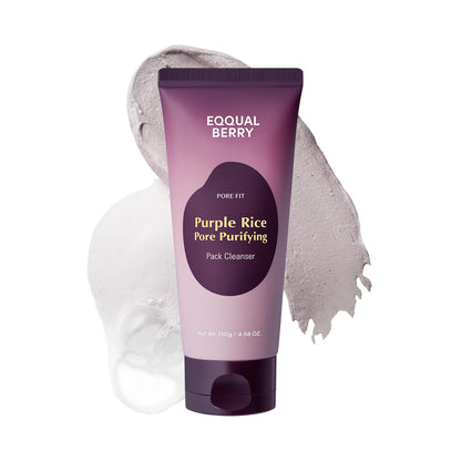 EQQUALBERRY Purple Rice Pore Purifying Pack Cleanser - Dual-Use Clay Mask & Foam Cleanser | Deep Cleansing for Pore Care & Skin Prep | AHA+BHA+PHA