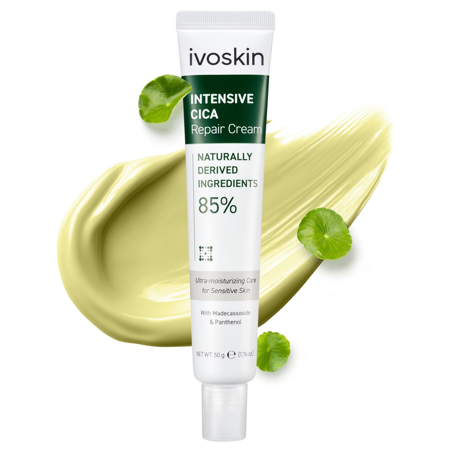 IVOSKIN Cica Redness Relief Treatment Cream, Soothing & Hydrating Green Correcting Moisturizer with Madecassoside, Helps Repair Skin Barrier for Sensitive Skin
