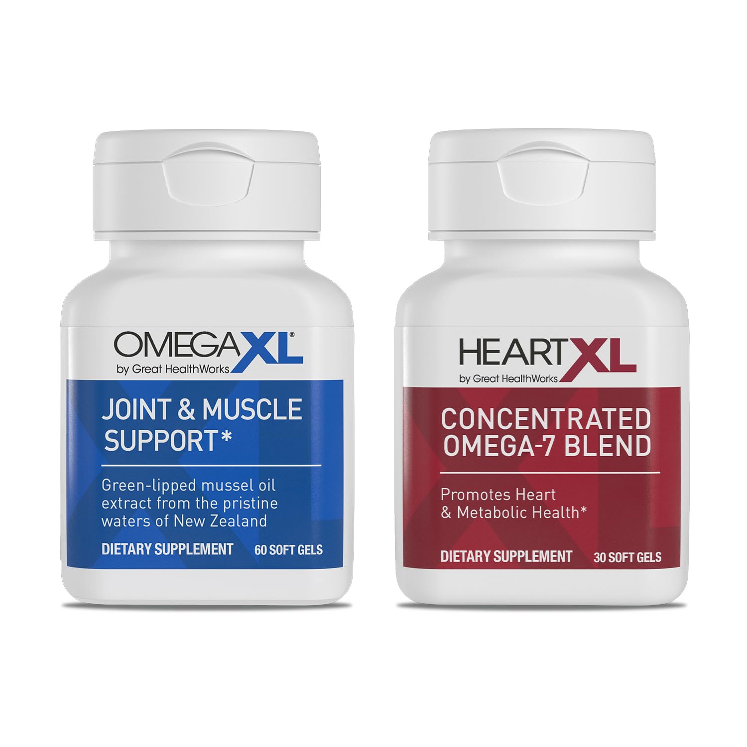 OmegaXL Joint Support Supplement - Natural Muscle Support, Green Lipped Mussel Oil, Soft Gel Pills, Drug-Free, 60 Count + HeartXL 30 Count, High Potency Omega-7 Blend OmegaXLBuy Supplements Australia