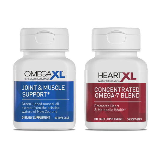 OmegaXL Joint Support Supplement - Natural Muscle Support, Green Lipped Mussel Oil, Soft Gel Pills, Drug-Free, 60 Count + HeartXL 30 Count, High Potency Omega-7 Blend OmegaXLBuy Supplements Australia