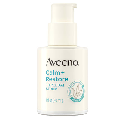 Aveeno Calm + Restore Triple Oat Hydrating Face Serum for Sensitive Skin, Gentle Lightweight Hydrating Serum for Face Instantly Smooths Skin,