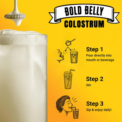 Bold Belly Colostrum Powder Supplement - Whole Cream Bovine Colostrum for Gut & Immune Support, Grass-Fed USA Cows, Cold-Processed