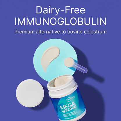Microbiome Labs Mega IgG2000 Gut Health Powder for Women, Men & Kids 2+ - IgG Immunoglobulin Supplement for Digestive Health Support - Dairy-Free Bovine Colostrum
