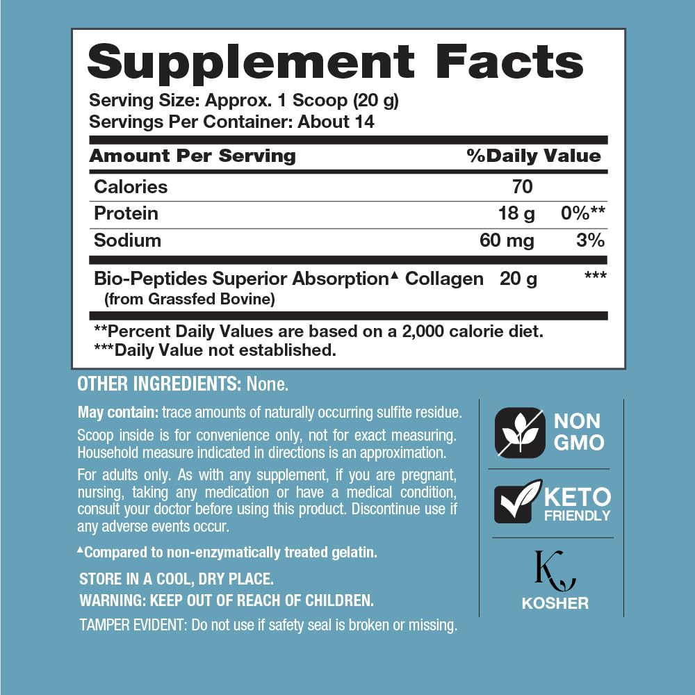 NeoCell Collagen Bio-Peptides Powder | 10oz | Super Hair, Skin, and Nails | Superior Absorption | Grassfed Protein Supplement