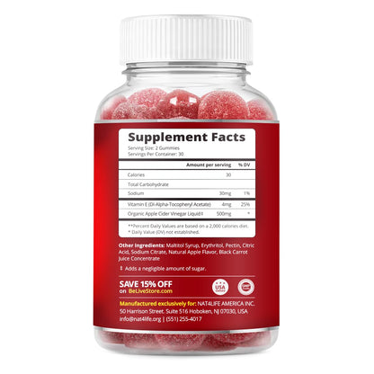 BeLive Apple Cider Vinegar Sugar Free Gummies – Great for Digestion & Healthy Diet - Gluten Free, No Glucose Syrup, ACV Gummies Alternative