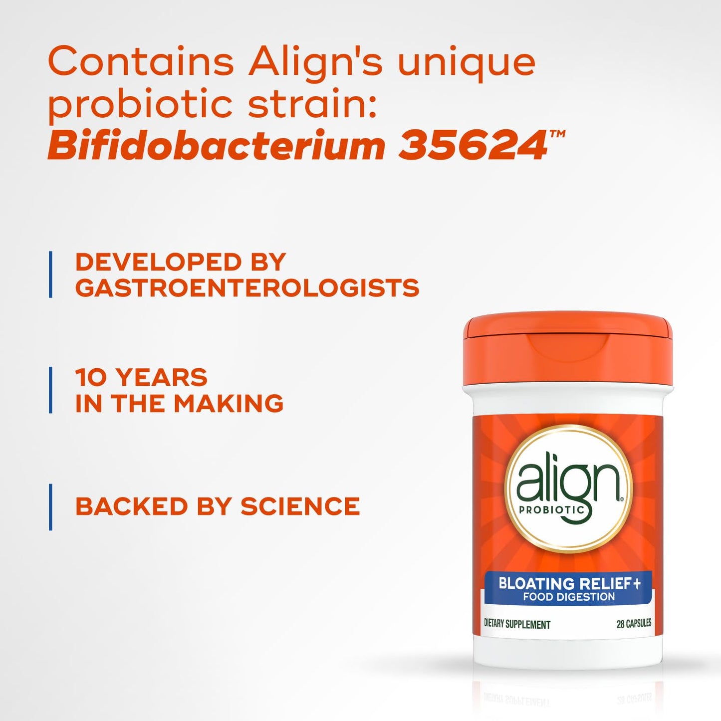 Align Probiotic Bloating Relief + Food Digestion, Probiotics for Women and Men, #1 Doctor Recommended Brand‡, Promotes Digestive Health and Helps Support