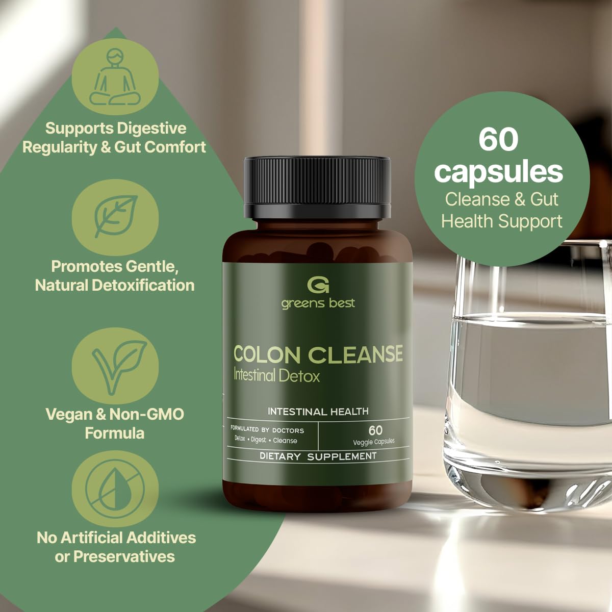 GREEN'S BEST Colon Cleanse Capsules – Advanced Digestive Support & Natural Detox – with Probiotics, Senna, Aloe Ferox & Fiber