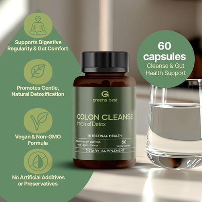 GREEN'S BEST Colon Cleanse Capsules – Advanced Digestive Support & Natural Detox – with Probiotics, Senna, Aloe Ferox & Fiber