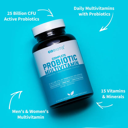 GOBIOTIX Multivitamin with Probiotics and Digestive Enzymes - 25 Billion CFU - Digestive Health, Probiotics
