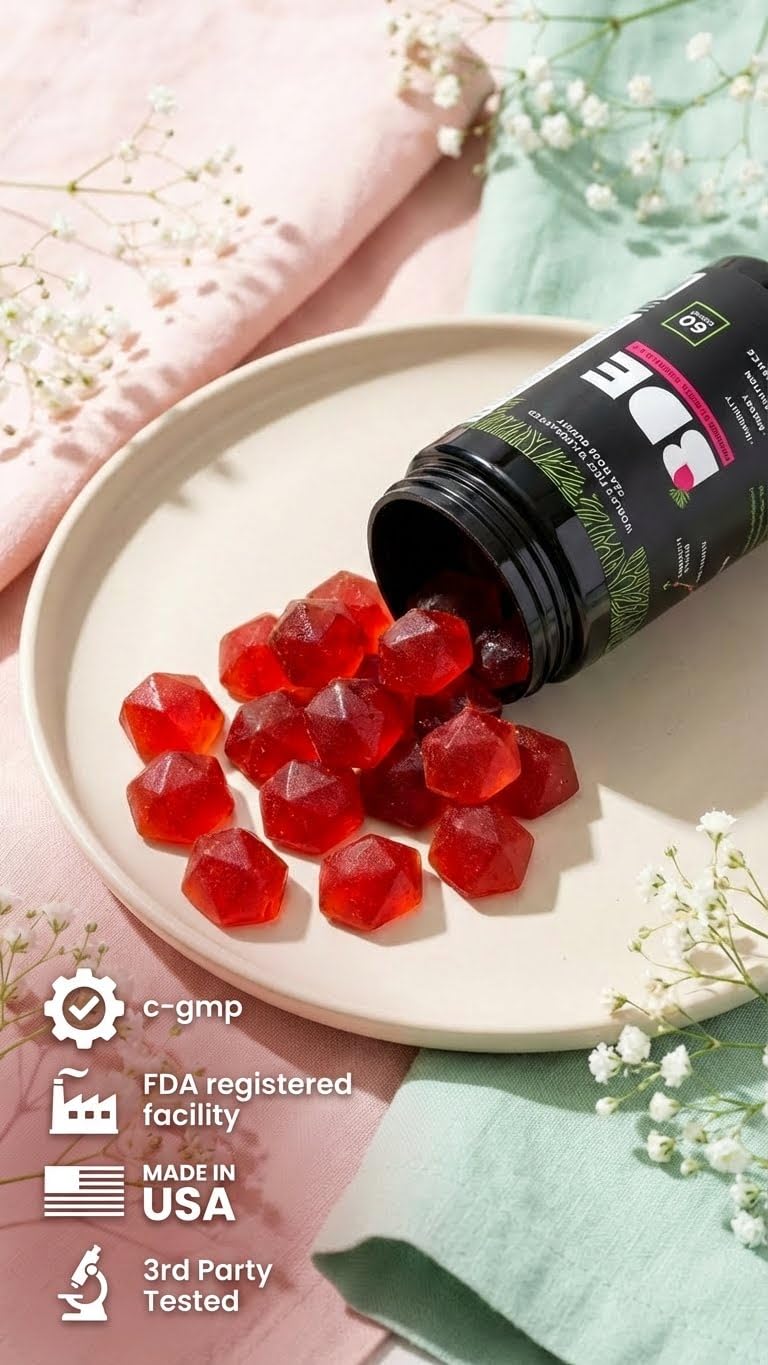 BDE Wildcrafted Sea Moss Gummy Maca Root, Beets, Lions Mane Mushroom, Vitamin D + E - Vegan Collagen, Zinc