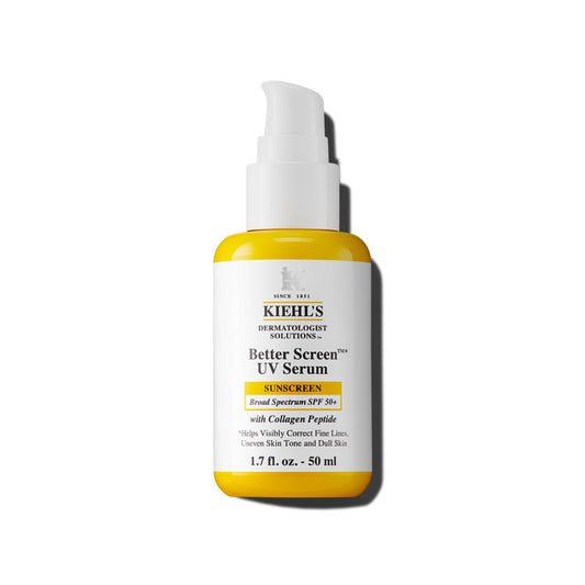 Kiehl's Better Screen UV Serum SPF 50+, Invisible Facial Sunscreen with Collagen Peptide, UV Filters to Shield UVA & UVB