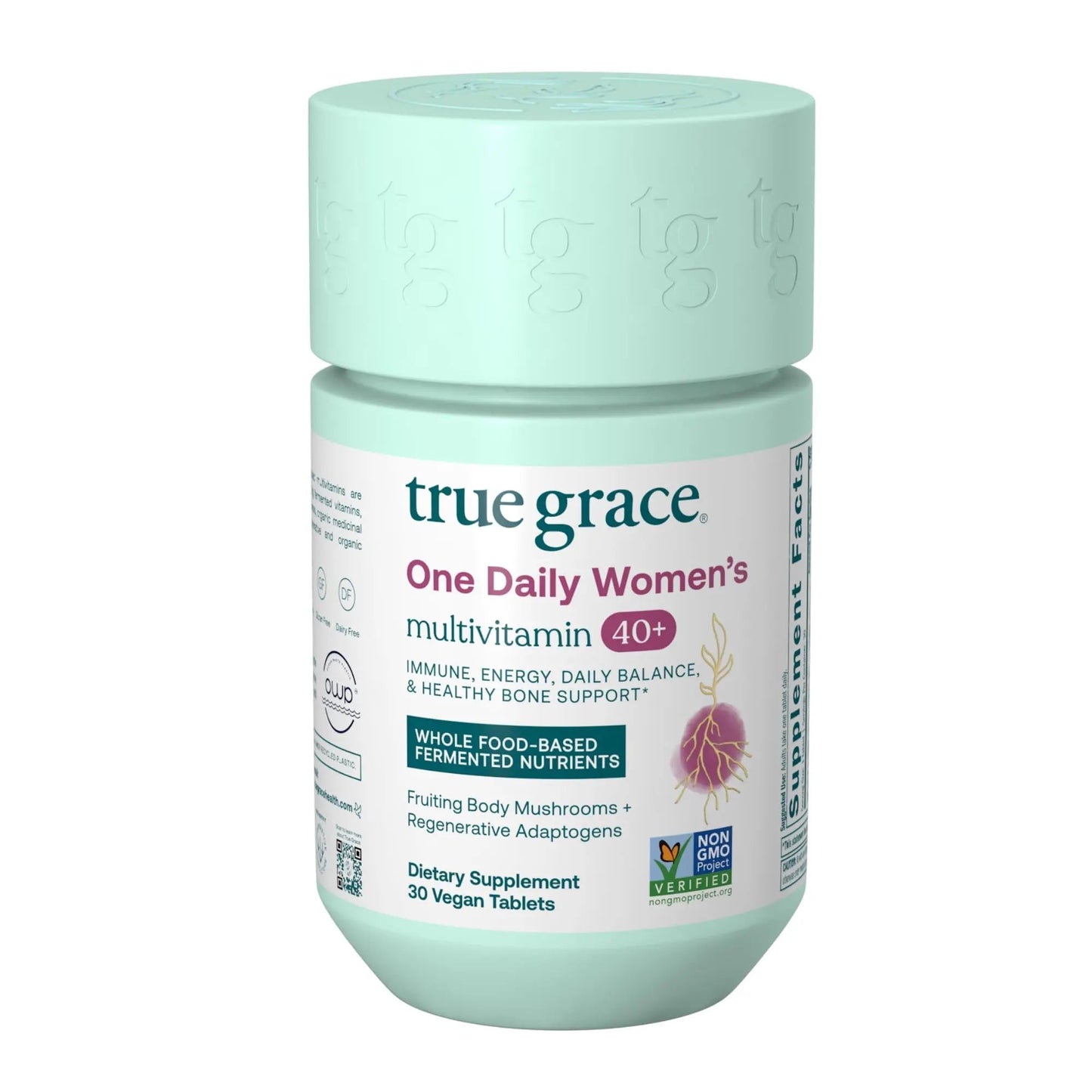 True Grace One Daily Women’s Multivitamin 40+ Fermented Minerals, Organic Adaptogens & Mushrooms Energy, Immune, Bone Support True Grace