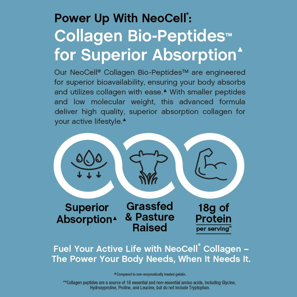 NeoCell Collagen Bio-Peptides Powder | 10oz | Super Hair, Skin, and Nails | Superior Absorption | Grassfed Protein Supplement