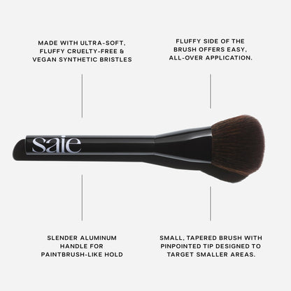 Saie Blush & Brush Duo - SuperSuede Baked Blush in Amore (.01 oz) & Powder Blush Brush - Talc-Free, Moisturizing Blush with Vegan, Fluffy Brush for Seamless Application SaieBuy Supplements Australia