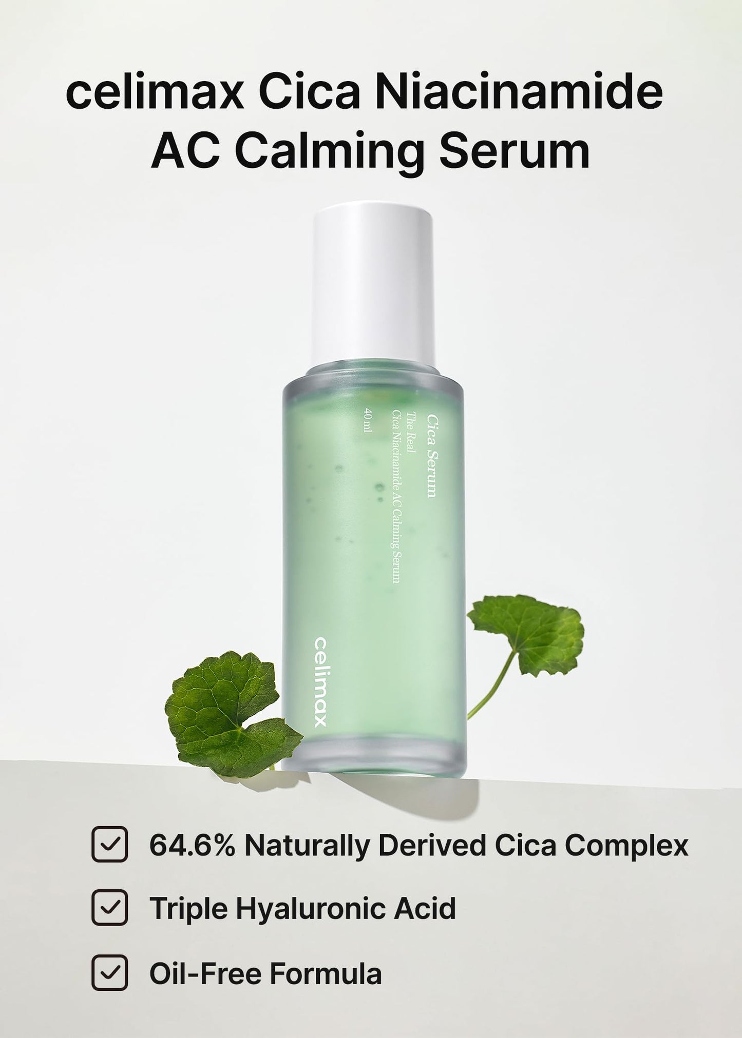 celimax The Real Cica Niacinamide AC Calming Serum 40ml | Hyaluronic Acid Redness Relief Moisturizing Soothing Restoring