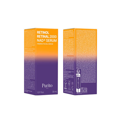 PURITO Retinol 0.1% + Retinal 0.1% Anti-Aging Facial Serum | for Wrinkles, Fine Lines & Firmer Skin | Dual Retinoids with NAD+, Improve Elasticity & Skin Texture