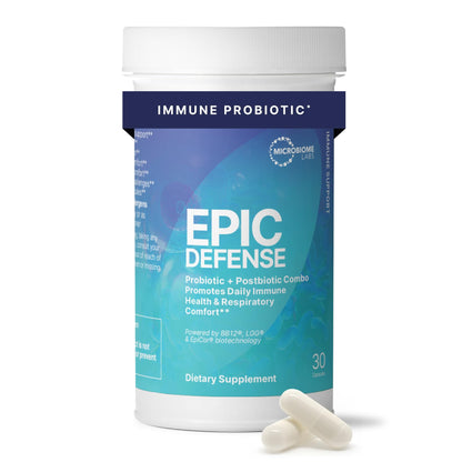 Microbiome Labs EpicDefense Probiotic + Postbiotic Combo - Immunobiotic Formula with LGG, BB-12 & Epicor - Daily Immune System Support - Respiratory Comfort
