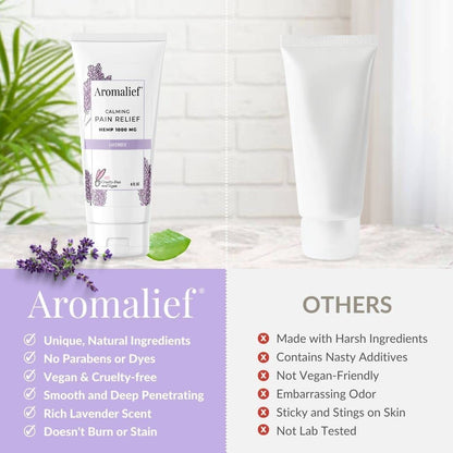 Hemp Cream with Lavender Aromatherapy - 1000MG Made in USA - Muscle & Joint Relief - Menthol, Glucosamine, Chondroitin MSM - Vegan AromaliefBuy Supplements Australia
