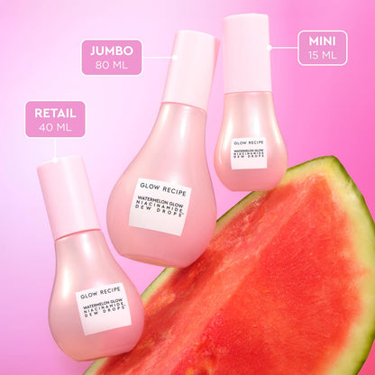Glow Recipe Watermelon Niacinamide Dew Drops - Brightening, Plumping Hydrating Face Serum, Makeup Primer + Liquid Highlighter with Hyaluronic Acid