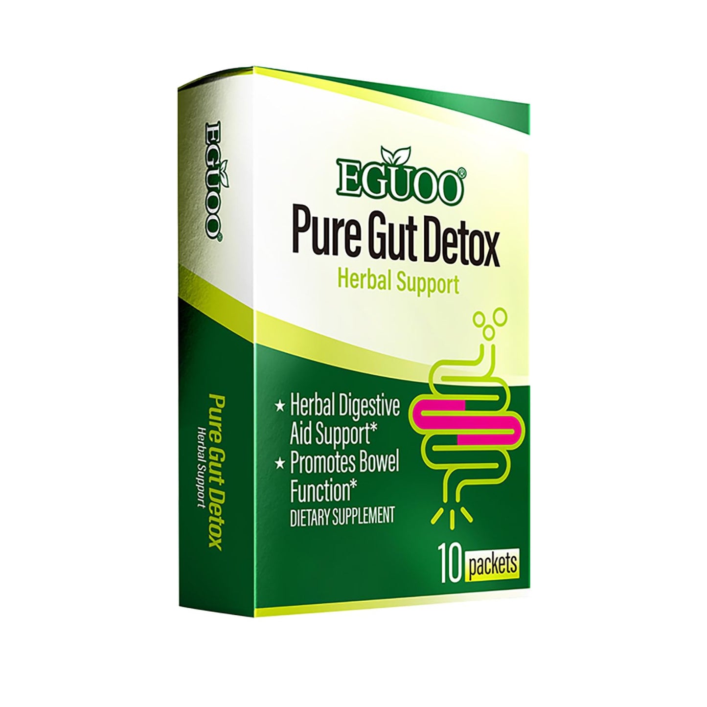 EGUOO Pure Gut Detox Powder – Bloating & Digestive Support | 10 Sachets Colon Cleanse with 2,456mg Prebiotics, DigeZyme® Enzymes & Senna