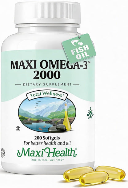 Omega 3 Supplement - Omega-3 Fish Oil 2000mg - Natural Source of EPA & DHA - Heart, & Joint Health - Kosher Certified Wild Caught Marine Fish