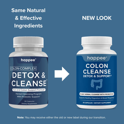 Happee Colon Cleanser & Detox for Weight Loss & GLP Support - 15 Day Colon Cleanse Pills & Gut Support Probiotics Women Men