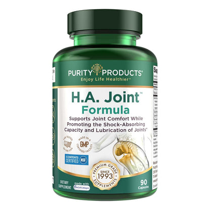 Purity Products HA Joint Formula Hyaluronic Acid + Key CoFactors - Joints + Skin Multi Collagen (Type I, II & III) - 5-Loxin - Olive Fruit Extract
