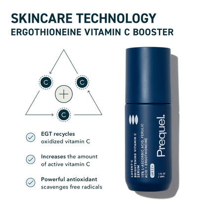Prequel Skin Lucent-C, Vitamin C Serum for Face. Professional Facial L-Ascorbic Acid, Ferulic Acid Formula with Niacinamide.