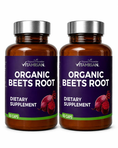 VITAMISAN Beets Root – 2 Pack (120 Capsules) – Organic Beet Root with CoQ10 and Collagen