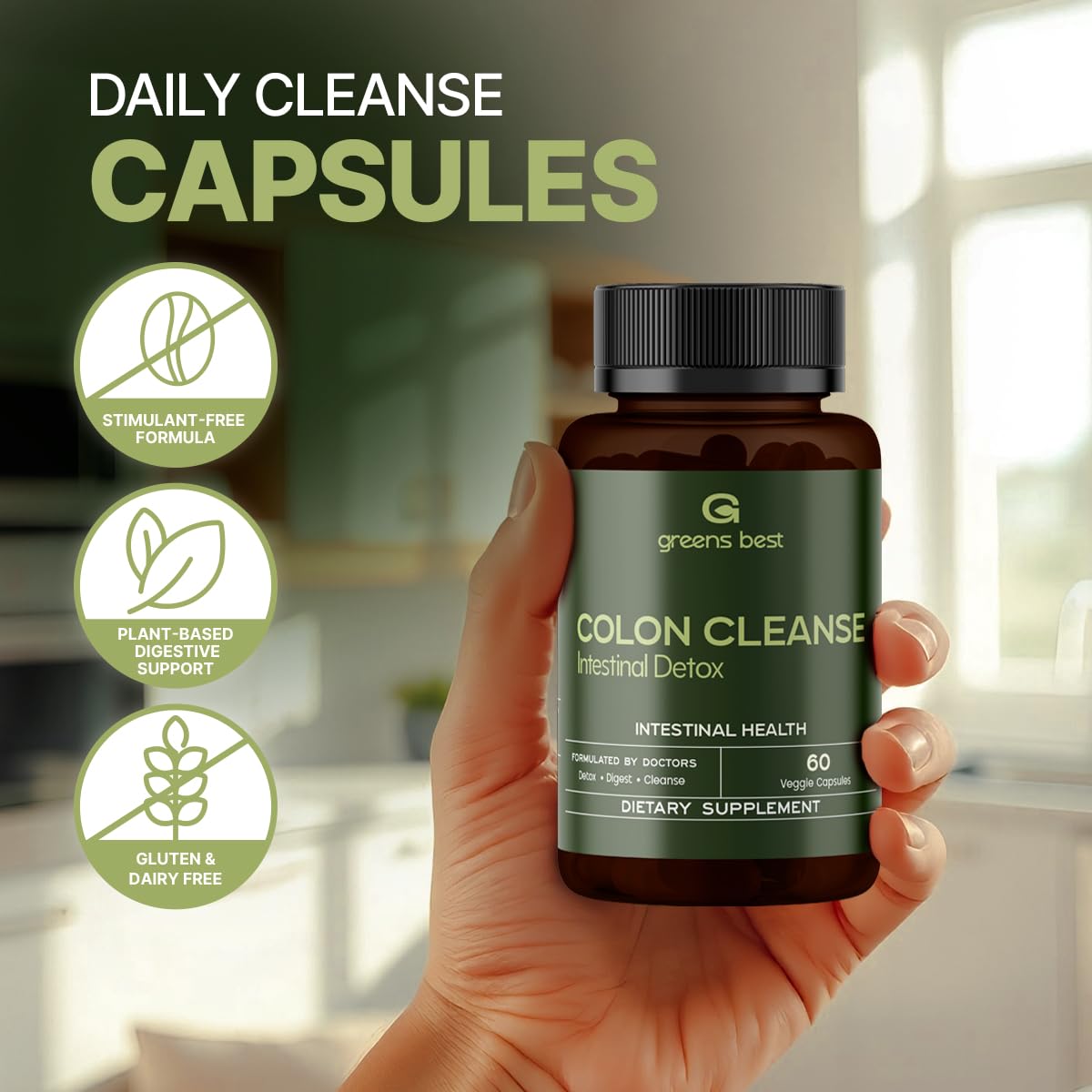 GREEN'S BEST Colon Cleanse Capsules – Advanced Digestive Support & Natural Detox – with Probiotics, Senna, Aloe Ferox & Fiber