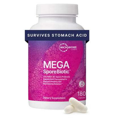 Microbiome Labs MegaSporeBiotic Probiotics for Women & Men - Spore-Based Probiotic for Gut Health & Digestive Support - Shelf-Stable, Travel-Friendly,