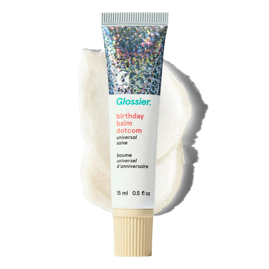 Glossier Balm Dotcom Hydrating Lip Balm - Universal Salve, Up to 12Hr Moisture - Lanolin, Beeswax & Castor Oil for Dry Lips, Cuticles & Skin - Birthday, Clear Soft Shimmer, 15ml GlossierBuy Supplements Australia
