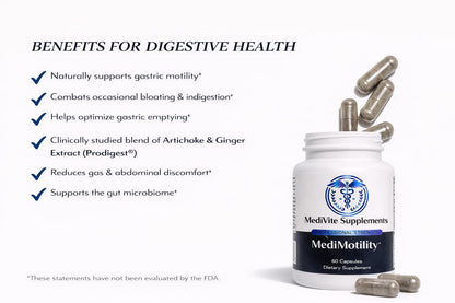 MediVite Supplements MediMotility 60ct – Physician-Approved Supplement for Healthy Gut Motility & Digestive Function – with Ginger Root & Artichoke Extract